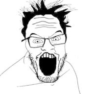 glasses hair merge open_mouth series:fusionjaks soyjak stubble variant:feraljak variant:markiplier_soyjak // 375x375 // 27.6KB