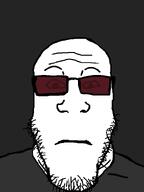 agent black_shirt closed_mouth dark_background glasses neutral soyjak stubble subvariant:neutralplier tinted variant:markiplier_soyjak // 600x800 // 17.3KB