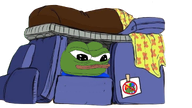 2frogs amphibian animal blanket blue_shirt bowtie closed_mouth clothes clown frog green_skin lips nas nas:pepe pepe pepe_the_frog subnas:apu transparent_background // 1280x720 // 662.9KB