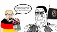 2soyjaks 3_lions angry background blue_eyes britain britbong british british_union_of_fascists church_of_england coat_of_arms english_text eternal_anglo fascism flag flag:germany flag:united_kingdom flags frog germanic germany glasses globe hand nazism speech_bubble star_of_david subvariant:perceptive_chud swastika symbol tattoo text united_kingdom variant:chudjak variant:feraljak vein white_background white_skin world_domination yellow_hair // 1189x668 // 537.8KB