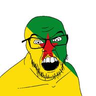 angry country flag french_guiana glasses jacksepticeye looking_at_you mustache open_mouth soyjak stubble teeth variant:feraljak youtube // 1500x1500 // 28.6KB