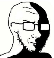 closed_mouth concerned frown glasses ominous shadow soyjak stubble variant:soyak // 542x581 // 34.8KB