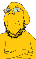 arm crossed_arms dog dog_ear ear eyebrows glasses hand janny looking_at_you nose smile smug stubble tinted_glasses variant:gapejak white_background wrinkles yellow_skin // 730x1194 // 49.2KB