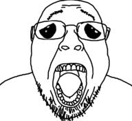 glasses oh_my_god_she_is_so_attractive open_mouth sad soyjak stubble variant:bernd // 1102x1006 // 252.2KB