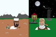 2soyjaks angry arm beard bloodshot_eyes brown_skin building car closed_mouth clothes country crying flag flag:india flag:pakistan flood g20 glasses grey_hair grin hand india indian islam moon mountain mustache narendra_modi night open_mouth pakistan pointing rocket smile star subvariant:wholesome_soyjak taqiyah text thick_eyebrows variant:chudjak variant:gapejak water // 4314x2891 // 186.5KB