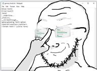 beard closed_mouth font glasses hand light meta:not_oc notepad smile smug soyjak subvariant:soyak_(smug) text tutorial variant:soyak // 789x579 // 130.5KB