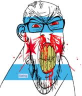 angry blood bloodshot_eyes chicago clenched_teeth cracked_teeth ear flag flag:chicago glasses hair illinois mustache nosebleed red_eyes sating_(user) soyjak star_(symbol) stubble subvariant:feralrage teeth united_states variant:feraljak vein yellow_teeth // 1347x1575 // 121.9KB