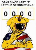 amerimutt arm child_sexual_abuse_material clapping clothes deformed distorted dog ear flag flag:united_states janny open_mouth soyjak stubble subvariant:impish_amerimutt text united_states variant:impish_soyak_ears // 687x941 // 492.2KB