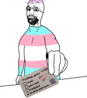 arm beard card closed_mouth flag:transgender_pride_flag glasses holding_object ohio paper purple_hair qr_code smile text tranny // 1536x1728 // 395.4KB