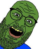 frog glasses green_skin open_mouth pepe soyjak stubble variant:its_out_get_in_here yellow_teeth // 482x590 // 33.0KB