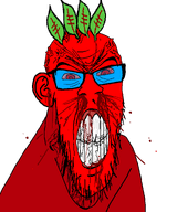 aliased angry blood bloodshot_eyes broot clenched_teeth cracked_teeth ear glasses leaf mustache nosebleed red_eyes red_skin soyjak stubble subvariant:feralrage transparent_background variant:feraljak vein white_teeth // 1500x1800 // 90.0KB