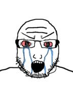 angry crying glasses open_mouth red_eyes soyjak stubble subvariant:lawrence variant:markiplier_soyjak // 481x643 // 24.5KB