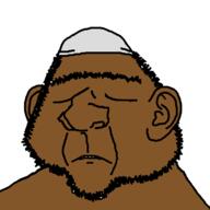 brown_skin closed_eyes closed_mouth clothes ear frown hat islam soyjak stubble variant:ishish_soyak_ears // 750x750 // 16.3KB