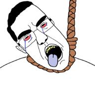 ack bloodshot_eyes clothes crying glasses hair hanging open_mouth rope soyjak subvariant:patrick suicide template tongue variant:chudjak yellow_teeth // 890x850 // 27.0KB