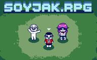 3soyjaks 8_bit angry animated cheeks closed_mouth ear eyebrows_up glasses hair little_dark_age no_nose open_mouth pixel_art purple_hair rope rpg smile soyjak_rpg stubble text tranny variant:bernd variant:chudjak variant:soyak video // 988x616, 58.2s // 744.0KB