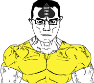 bbc_slut black_hair brown_eyes creator_(user) glasses grin made_for_bbc meta:namefags muscles subvariant:muscular_chud variant:chudjak yellow_shirt // 1059x929 // 62.1KB