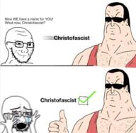 badass bulky checkmark christaryan christbvll christgod christofascism crying fact_check fascism gigachud glasses he_will_always_be_a_gem manly manlybadasshero right_wing smirk subvariant:gigachud sunglasses thumbs_up trend:aryan unbothered variant:gigachud variant:soyak vnbothered // 416x405 // 169.0KB