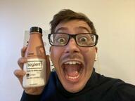 bottle glasses hair holding_bottle holding_object holding_soylent irl irl_soy mustache open_mouth plastic_bottle punk_revolution_now series:irl_soyjaks soy soyboy soylent soylent_(cacao) soylent_bottle variant:punkjak // 567x425 // 31.8KB