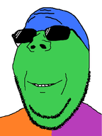 blue closed_mouth color colorful double_chin gift glasses green happy meta:trendy_tuesday orange purple red shades smile soyjak stubble subvariant:wholesome_soyjak trend:colorjak variant:gapejak yellow // 602x800 // 62.4KB