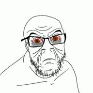 angry animated bloodshot_eyes clenched_teeth distorted frown glasses soyjak strobe stubble variant:feraljak yellow_teeth // 512x512 // 1.7MB
