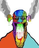 angry blood bloodshot_eyes calm ear fume glasses ogre_ears open_mouth smile smoke soyjak stretched_mouth stubble trend:colorjak variant:markiplier_soyjak vein // 800x1000 // 334.0KB