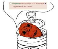 4chan beans can deformed glasses heinz smile soyjak speech_bubble stubble subvariant:emmanuel text variant:gapejak // 420x353 // 41.2KB