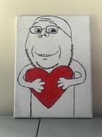 Cobson_face heart holding_object irl irl_background love painting soyjak stubble white_skin // 4032x3024 // 3.1MB