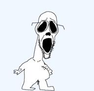 full_body glasses horror open_mouth scream_(movie) soyjak stubble variant:unknown // 584x565 // 7.8KB