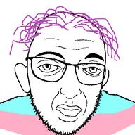 poltard bald big_lips british closed_mouth cuckjeet eyebrows flag:transgender_pride_flag glasses incel iris lips purple_hair retarded stubble thick_eyebrows tranny troon variant:cuckjeet // 470x470 // 11.9KB