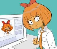 angry bowtie clothes computer fist hair mymy necktie ongezellig open_mouth orange_hair orange_skin soy_parody soyjak soyjak_party variant:feraljak // 4096x3492 // 786.0KB