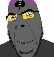 bbc glasses grey_skin hair lolkek looking_at_you purple_hair queen_of_spades smile soot soot_colors soyjak soyjak_party stubble variant:cobson // 676x707 // 75.7KB