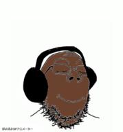 animated black_skin byonbyon closed_eyes glasses happy headphones music poyopoyo smile soyjak stubble variant:gapejak // 373x400 // 344.3KB