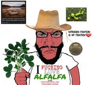bacteria beard clothes farmer glasses hat heart i_hate i_love nitrogen plant punisher_face red_skin straw_hat subvariant:science_lover tshirt variant:markiplier_soyjak // 784x720 // 289.6KB
