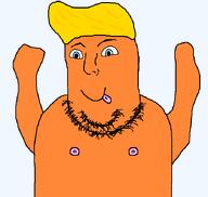 arms_up blond donald_trump nipple no_glasses orange_skin stubble tongue tongue_out transparent_background variant:flubbert // 700x662 // 13.8KB