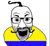 arm clothes flag glasses hair hohol meta:low_resolution mustache open_mouth soyjak stubble tshirt ukraine variant:el_perro_rabioso // 680x622 // 60.8KB