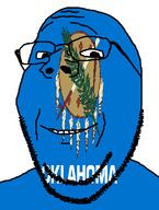 flag flag:oklahoma glasses looking_at_you oklahoma smile soyjak stubble subvariant:wholesome_soyjak teeth text united_states variant:gapejak // 582x772 // 47.0KB