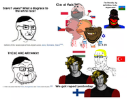 adolf_hitler aryan bald big_lips black_skin blond blue_eyes czechia europe finland gypsy hitler_mustache hungary india indo-aryan jewish_nose jews meximutt multiple_soyjaks nas:gigachad nas:tyrone nazism orange_skin poland politics raped slavic slovakia soyjak subvariant:brazilmutt subvariant:brazilmutt_side subvariant:impish_tyrone subvariant:patrick subvariant:slavmutt trend:aryan trend:slopjak turkiye variant:gapejak variant:impish_soyak_ears variant:meximutt variant:soyak white_background white_skin wikipedia world_war_2 // 1813x1399 // 640.2KB