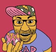 bad_bart bart_simpson clothes glasses hand hat open_mouth perro_hold soyjak stubble text the_simpsons variant:el_perro_rabioso yellow_skin // 430x400 // 7.4KB