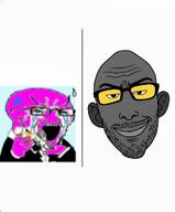 arch_linux bald cryboy glasses low_resolution meme meta:ai_generated mogged mogging namefag quote quote_(user) quotesux sigma soot soyjak_party stubble tranny two_soyjaks variant:nojak variant:soyak // 848x1024 // 71.5KB