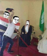 beard closed_mouth clothes flag glasses hair iraq irl open_mouth saudi_arabia shoe smile smug subvariant:chudjak_front variant:chudjak variant:cobson // 1125x1339 // 218.3KB