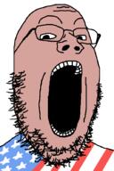 amerimutt country flag glasses open_mouth soyjak star stubble united_states variant:gapejak // 600x900 // 15.1KB