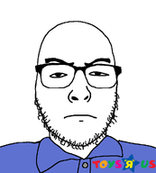 bald closed_mouth clothes employee eyebrows glasses looking_at_you minimum_wage stubble text toysrus variant:uncjak wagie worker // 900x1000 // 112.5KB