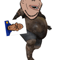 2soyjaks animated brown_skin clothes ear fat flag flag:european_union full_body glasses holding_object left_4_dead_(series) open_mouth stubble subvariant:euromutt subvariant:impish_amerimutt variant:impish_soyak_ears variant:markiplier_soyjak walking // 384x464 // 546.8KB