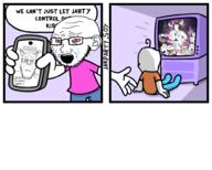 award baby bloodshot_eyes cat_ear comic crying deformed holding_object holding_phonei jakparty_soy neutral phone scared stonetoss subvariant:hornyson subvariant:jacobson subvariant:neutralplier television text tranny variant:a24_slowburn_soyjak variant:bernd variant:cobson variant:markiplier_soyjak variant:soyak // 1000x800 // 216.8KB