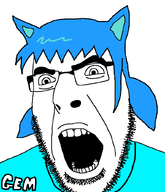 animal blue_hair blue_shirt cat cat_ear catgirl english_text glasses nas:tama open_mouth stubble subnas:gemma text variant:cobson // 721x839 // 24.7KB