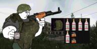 ak armor background backpack bear bottle camouflage cup escape_from_tarkov gun helmet interface logo muscles side_profile snack variant:chudjak video_game vodka // 1500x755 // 601.1KB
