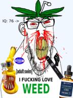 adult_swim angry blood bloodshot_eyes bong clenched_teeth cracked_teeth ear glasses necklace nosebleed pentagram raised_fist_(symbol) red_eyes reddit soyjak stoner stubble subvariant:feralrage text trend:slopjak vape variant:feraljak weed yellow_teeth // 706x941 // 592.1KB