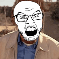 angry animated breaking_bad clothes glasses irl mustache open_mouth ozymandias soyjak stubble variant:feraljak walter_white // 498x362 // 2.5MB