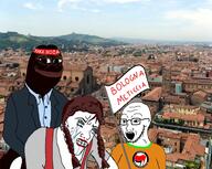antifa black_skin bloodshot_eyes bologna crying flag frog glasses green_eyes irl_background italy kara_boga meta:tagme open_mouth pepe stubble text turkiye variant:soyak // 2500x1995 // 1.2MB