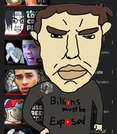 angry badge brown_hair chud closed_mouth clothes exposed front_facing grey_shirt hair millions_must_die soyjak subvariant:chudjak_front text turkey_(animal) turkey_tom variant:chudjak white_skin yellow_skin youtube youtuber // 1080x1239 // 441.6KB